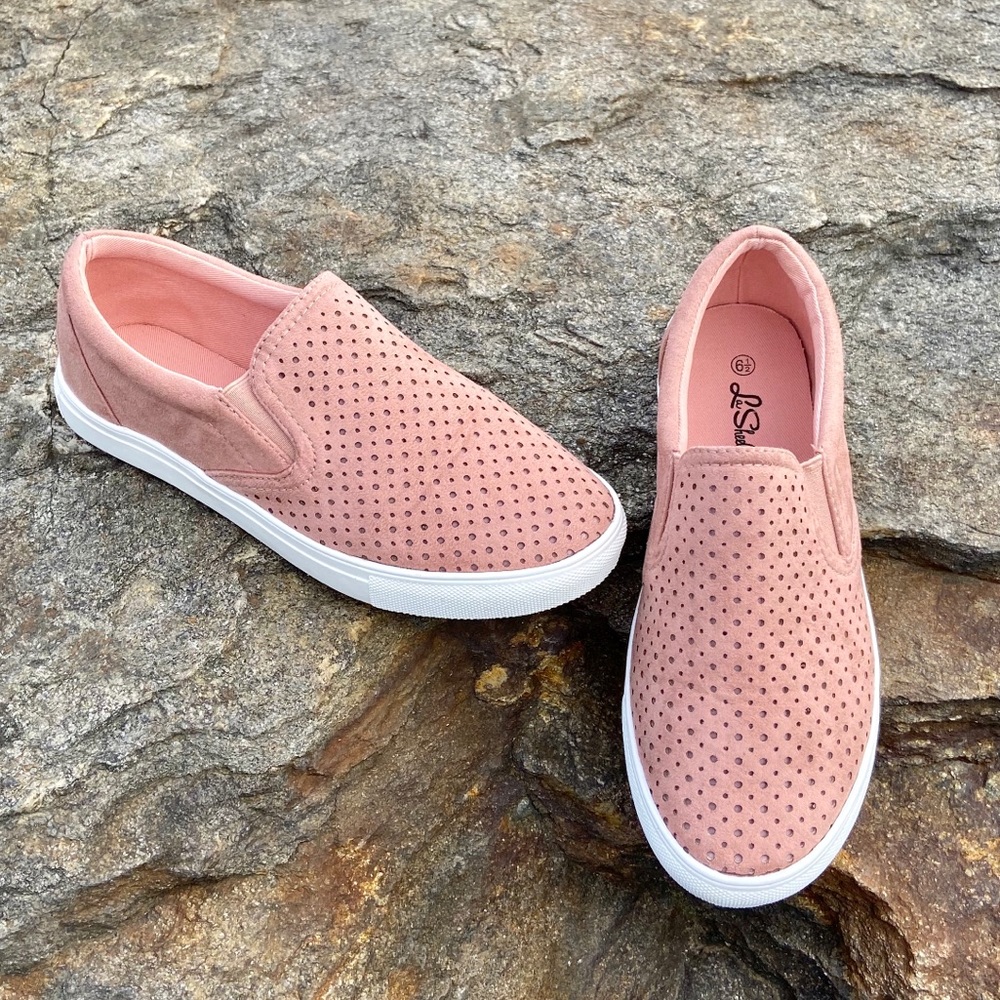 Blush Pink Suede Sneaker Flat
